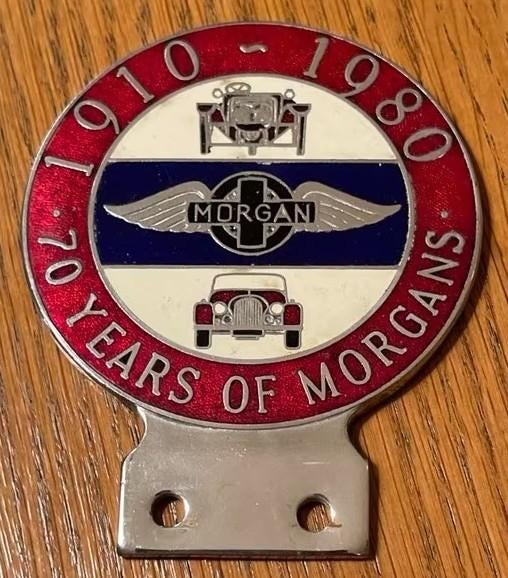 Morgan Jubileum-Three Wheeler Car Badge 70 Jaar 1910-1980, Ophalen of Verzenden, Zo goed als nieuw, Auto's