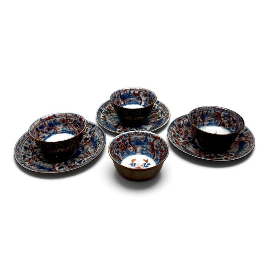 18e eeuwse Chinese kopjes en 3 schotels capucijner met imari, Antiek en Kunst, Ophalen of Verzenden