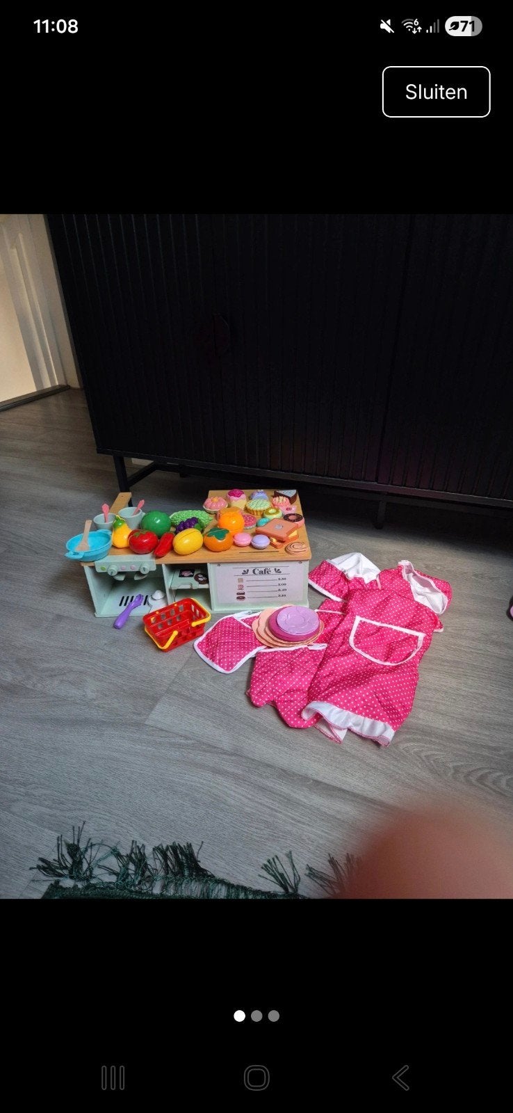Kinder Café Speelset met veel accessoires en schort, Ophalen of Verzenden, Gebruikt, Jongen of Meisje