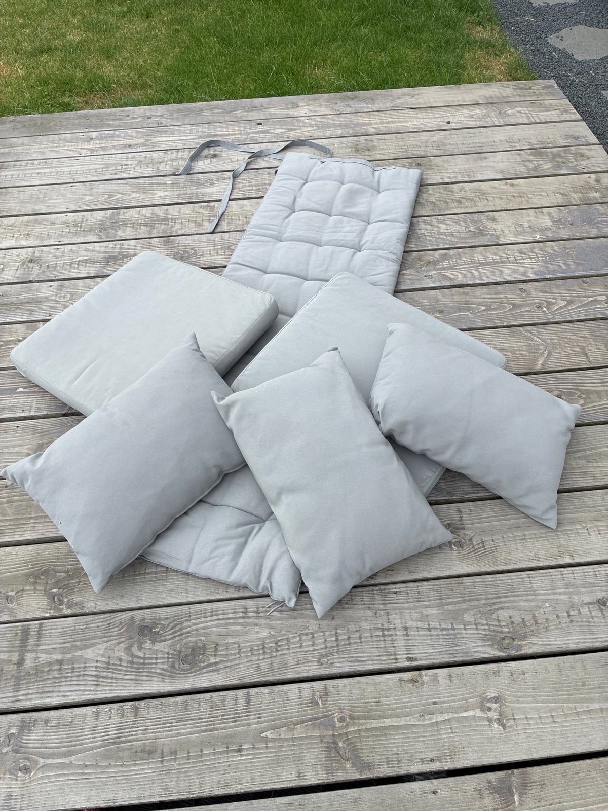 Ikea Buitenkussenset Grijs voor Deck Chair en Bankje, Tuin en Terras, Ophalen, Gebruikt