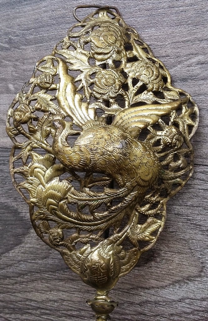 Omstreeks1880 Twee Grote Gordijn Haken Chinees Huwelijks Bed, Zilver, 24 cm, Sieraad, Ophalen of Verzenden