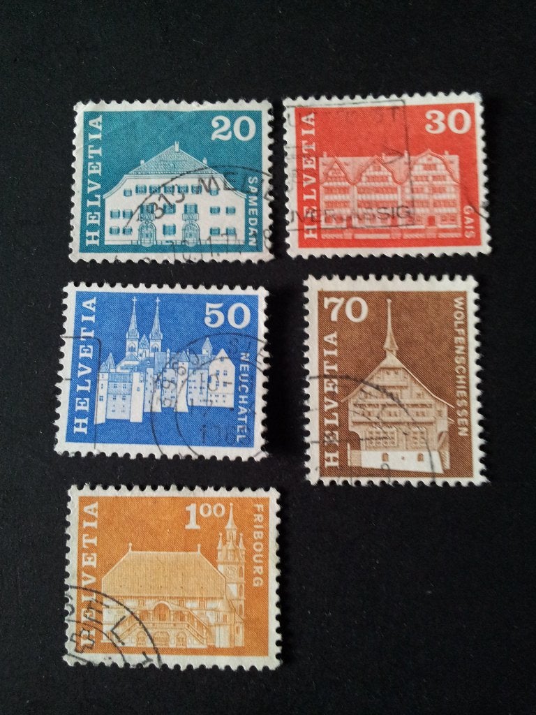 Zwitserland gebouwen 1967-68 gestempeld, Postzegels en Munten, Postzegels | Europa | Zwitserland, Ophalen of Verzenden, Gestempeld