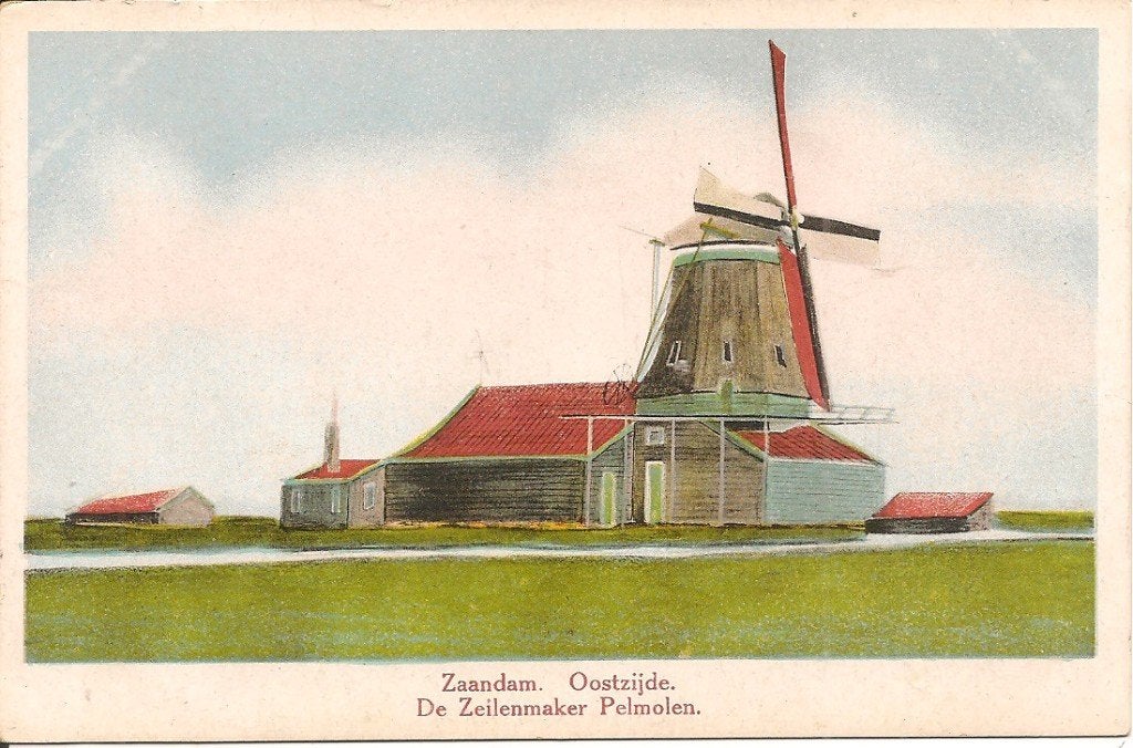 Ansichtkaart Zaandam Oostzijde De Zeilenmaker Pelmolen, Ophalen of Verzenden, 1920 tot 1940, Ongelopen, Noord-Holland