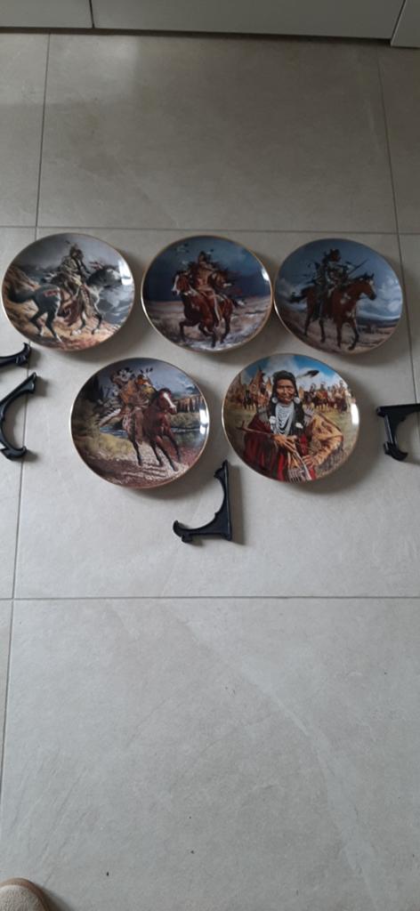 Franklin porseleinen bordjes 5 stuks Indianen, Huis en Inrichting, Woonaccessoires | Overige, Ophalen of Verzenden