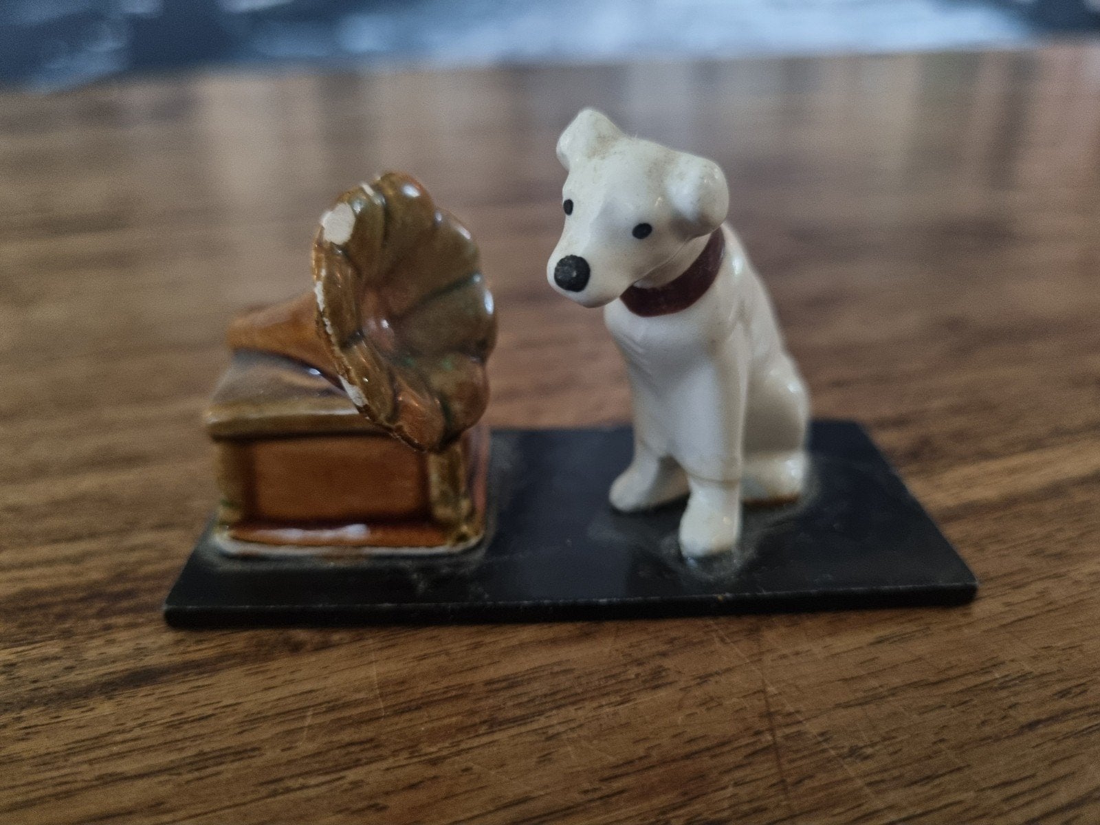 Vintage HMV Nipper hond en grammofoon beeldje, Verzamelen, Ophalen of Verzenden, Gebruikt, Dier