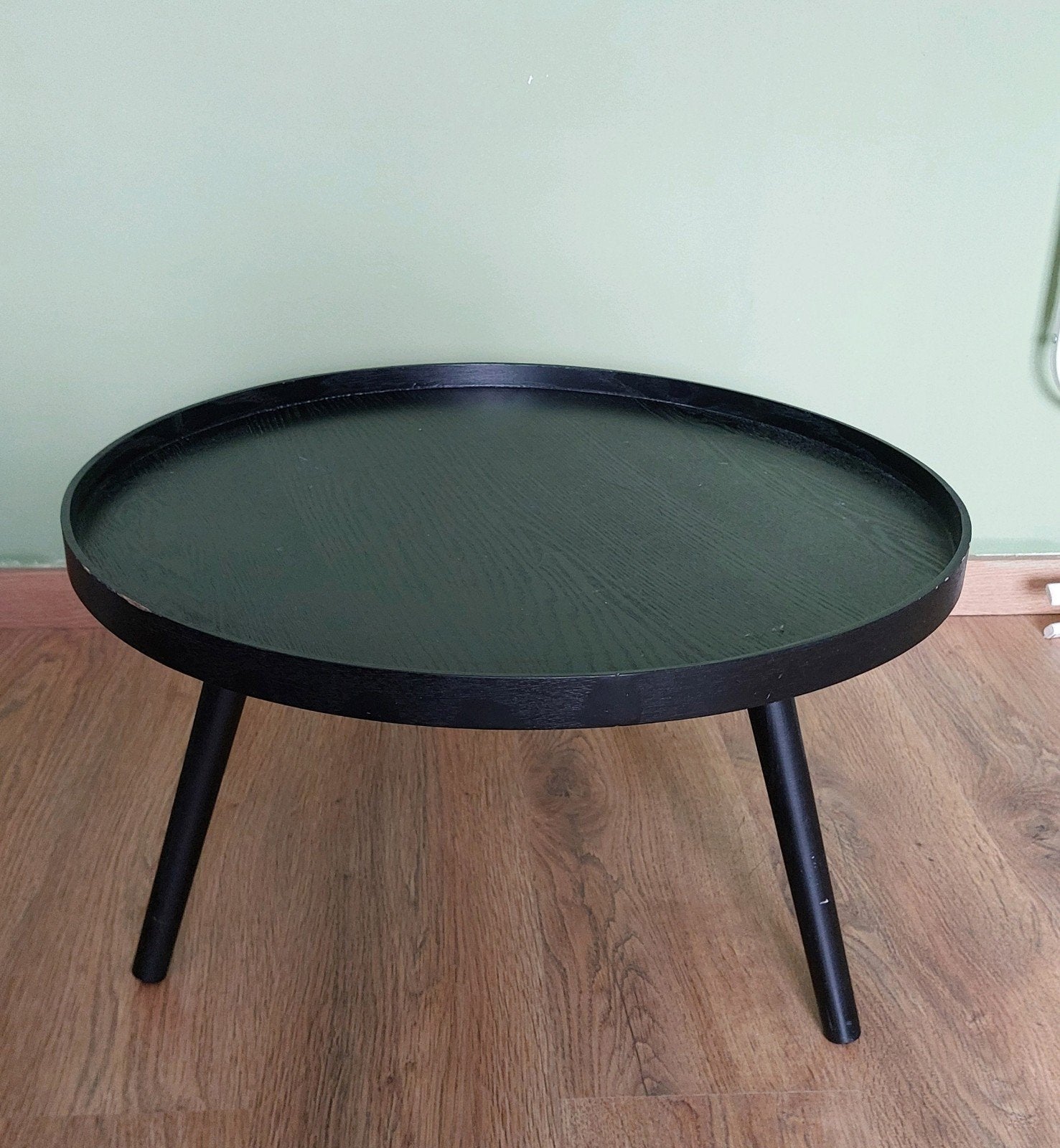 Zwart rond bijzettafeltje 60 cm (b) x 34 cm (h), Gebruikt, Rond, 55 tot 75 cm, Hout