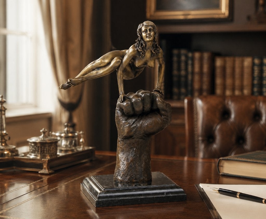 brons beeld , vrouwelijk schoon op een vuist, Antiek en Kunst, Kunst | Beelden en Houtsnijwerken, Ophalen of Verzenden, Brons