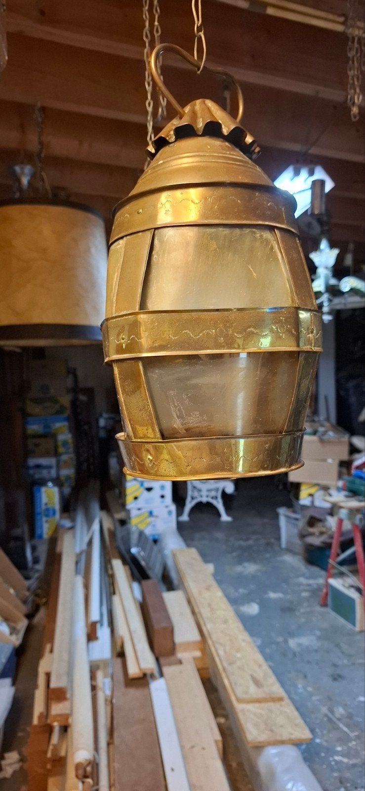 Antieke Messing Kaars- of Looplamp met Mica, ca. 1900, Antiek en Kunst, Ophalen of Verzenden