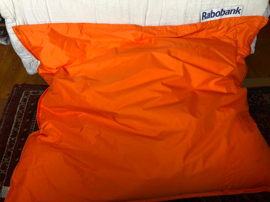 Grote oranje Fredsack zitzak met Rabobank label, Huis en Inrichting, Zitzakken, Ophalen, Zo goed als nieuw, Oranje, Zitzak