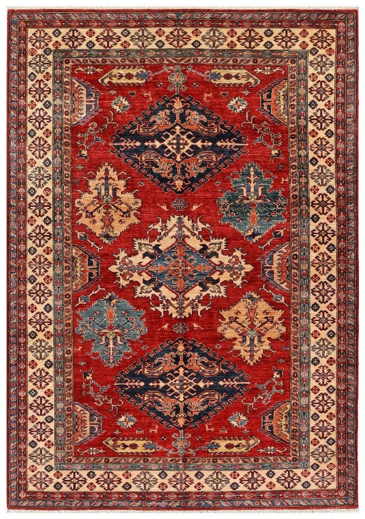 Handgeknoopt KAZAK Perzisch tapijt 263x179/kleed/kelim/Loper, Www.simatapijten.nl, 150 tot 200 cm, Ophalen of Verzenden, Info@simatapijten.nl