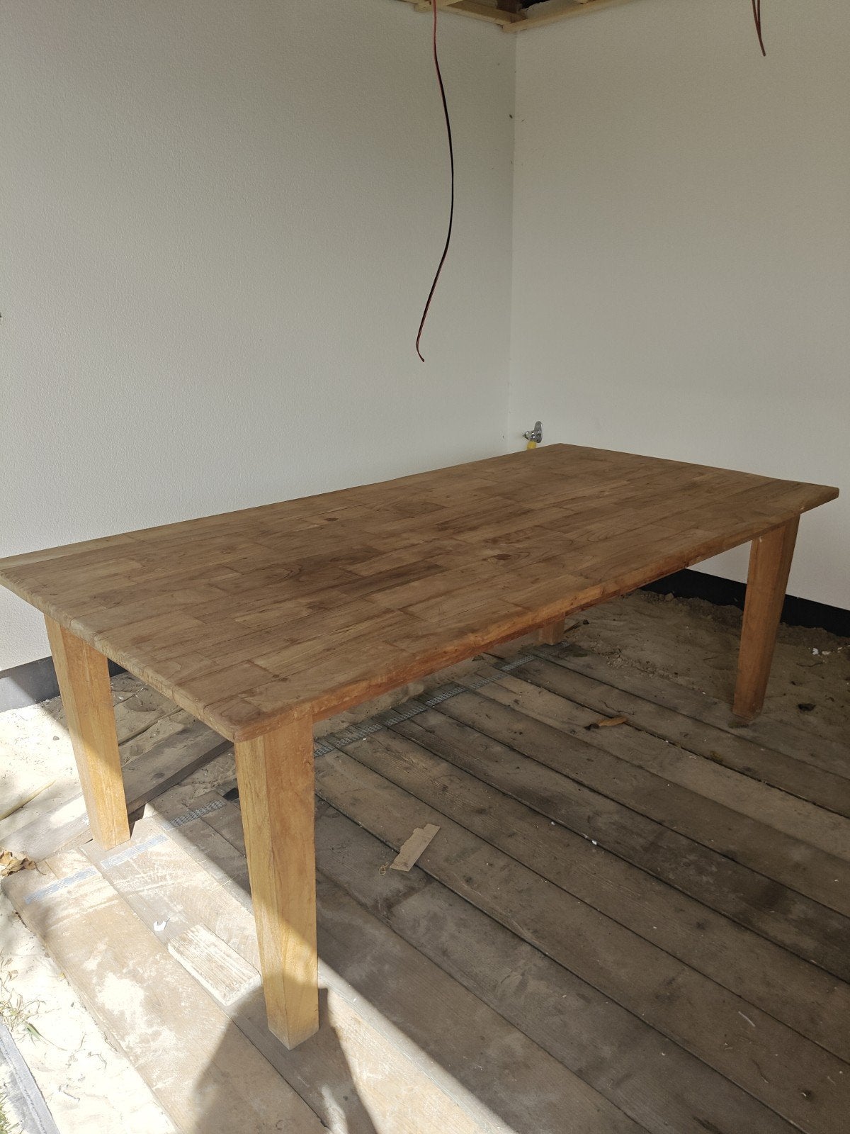 Teak Houten Eettafel 220x100 cm, Huis en Inrichting, Tafels | Eettafels, Ophalen, Gebruikt, 100 tot 150 cm, Teakhout