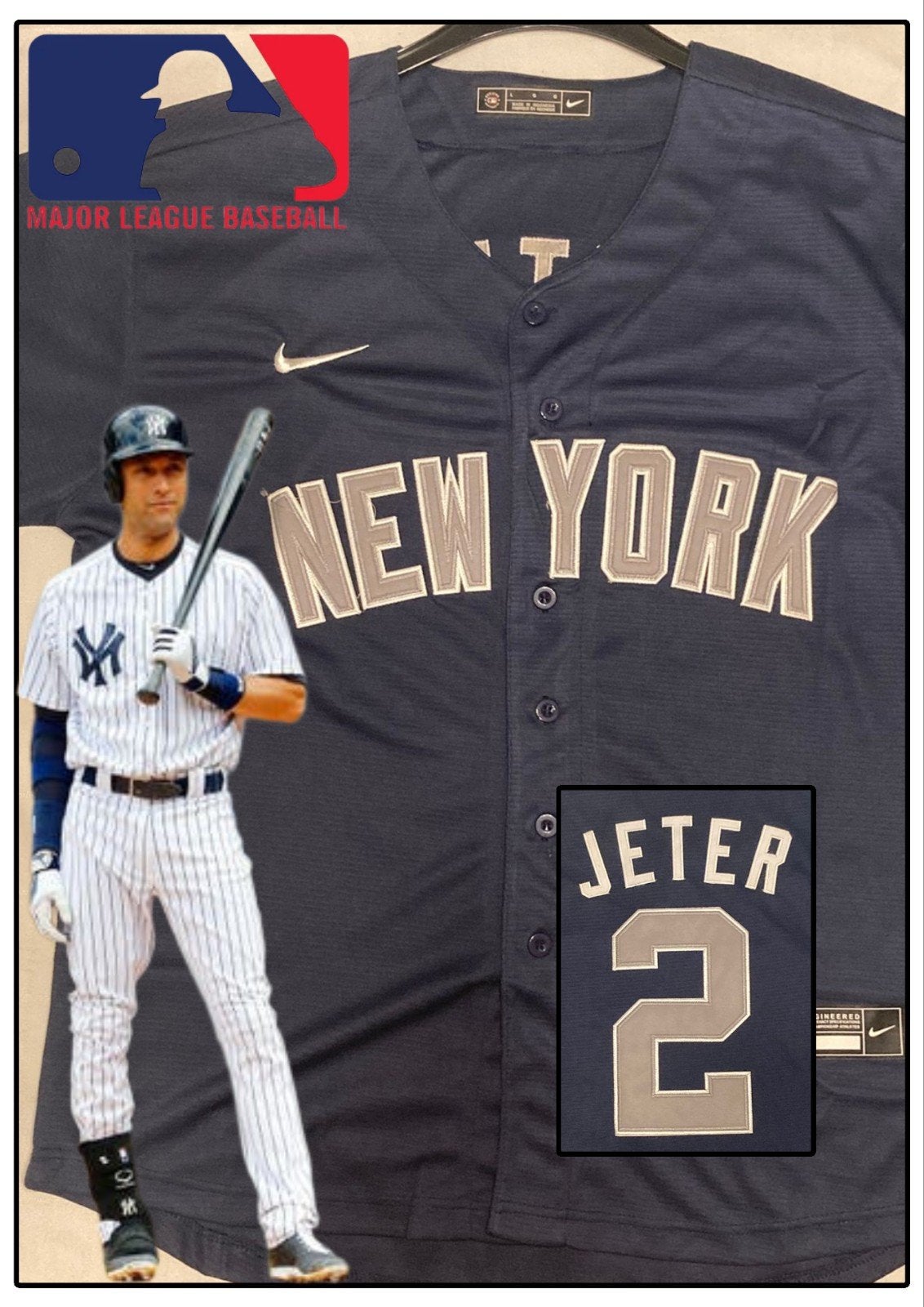 New York Yankees Jeter #2 MLB LEGEND, Sport en Fitness, Honkbal en Softbal, Ophalen of Verzenden, Nieuw, Honkbal, Kleding