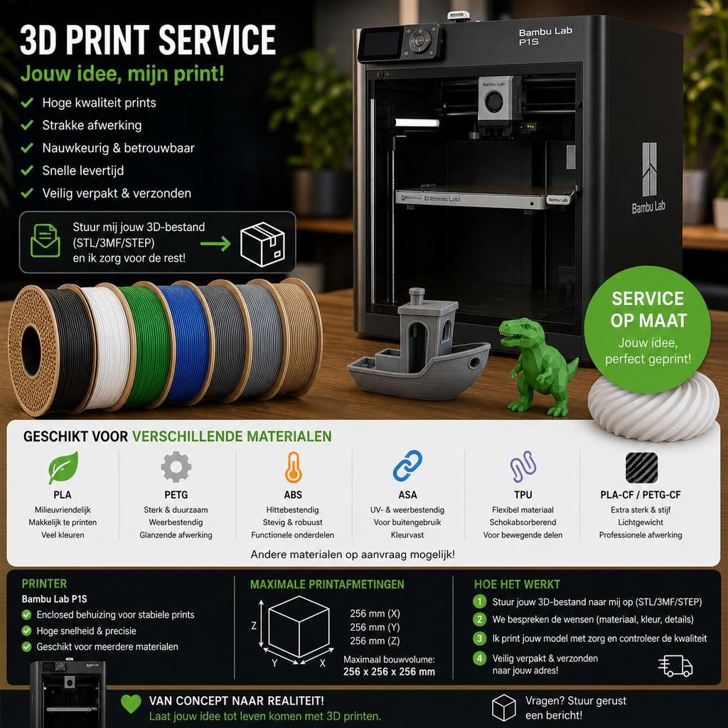 3D Print Service: Jouw idee, mijn perfecte print!, Bambu Lab, Nieuw, Ophalen of Verzenden, Filament