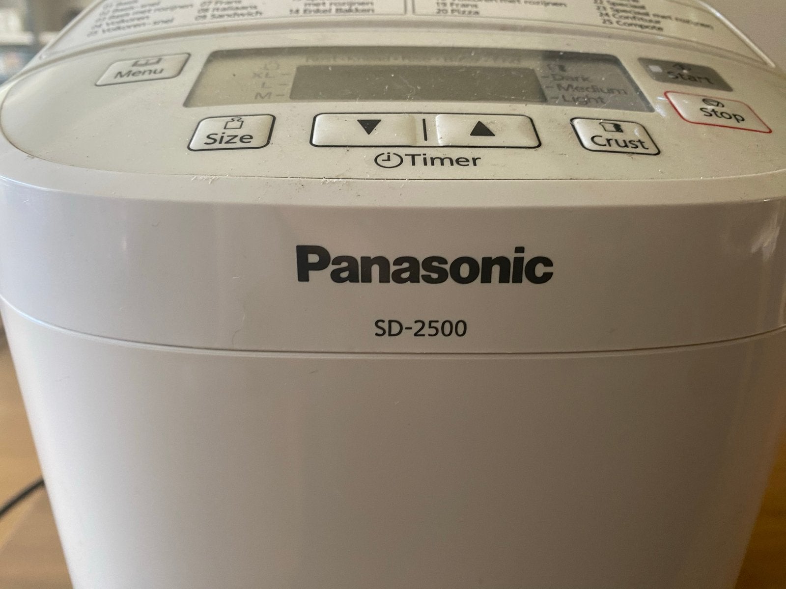 Panasonic SD-2500 Broodbakmachine met Timer, 800 tot 1200 gram deeg, Ophalen, Met timer, Gebruikt