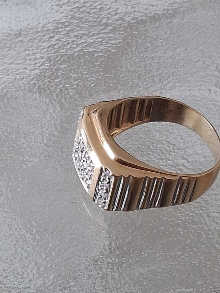 Gouden heren ring 14 krt 20 diamanten, Sieraden, Tassen en Uiterlijk, Ringen, 20 of groter, Heer, Ophalen of Verzenden, Goud