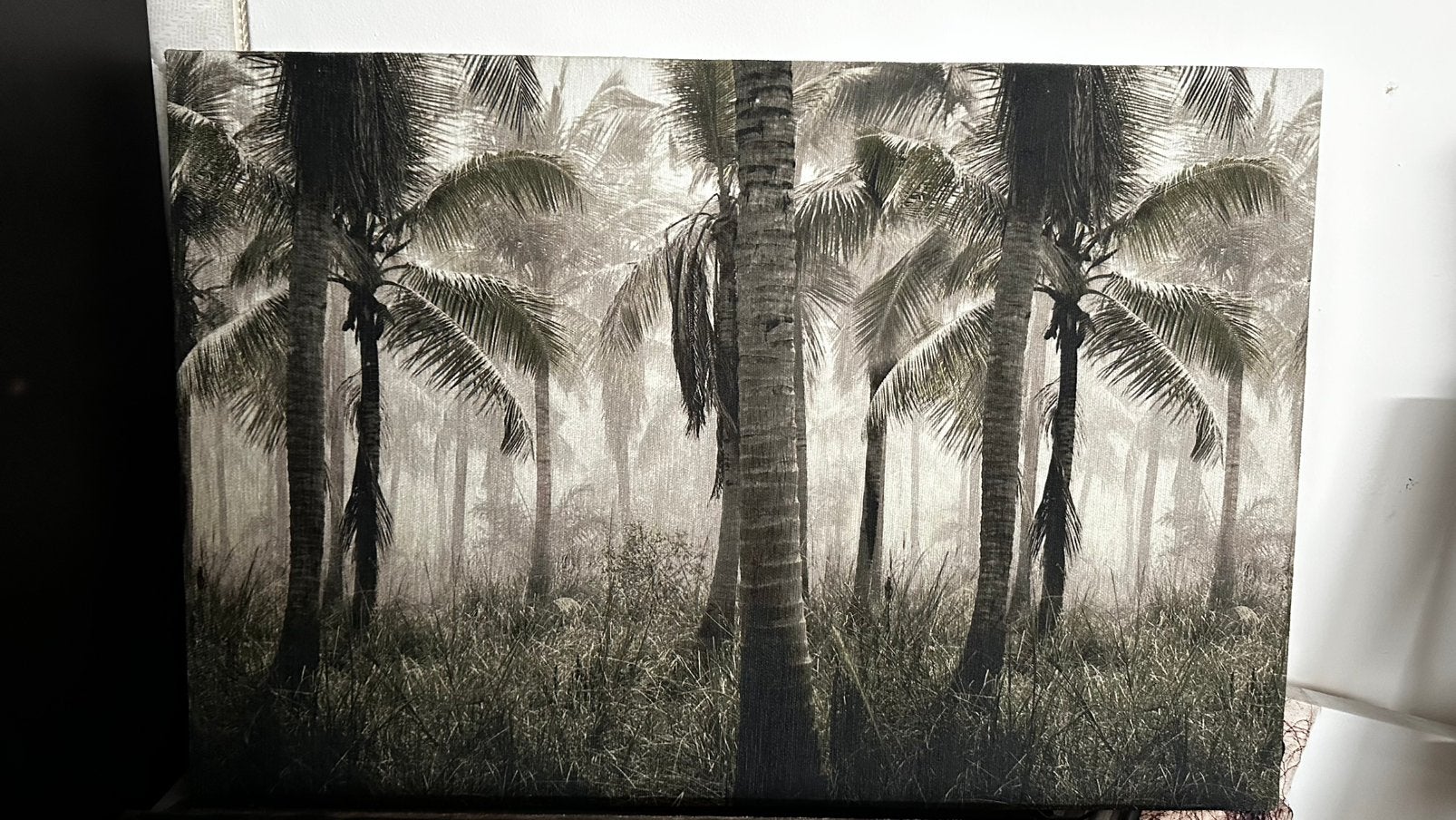 Velvet canvas met palmbomen (junglegroenig) 40x60, Ophalen