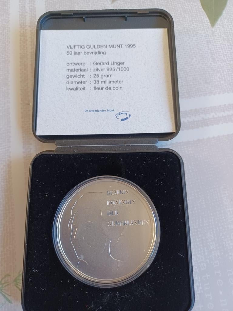 50 Gulden fleur de coin 1995, Postzegels en Munten, Munten | Nederland, Koningin Beatrix, Zilver, Ophalen of Verzenden, Losse munt