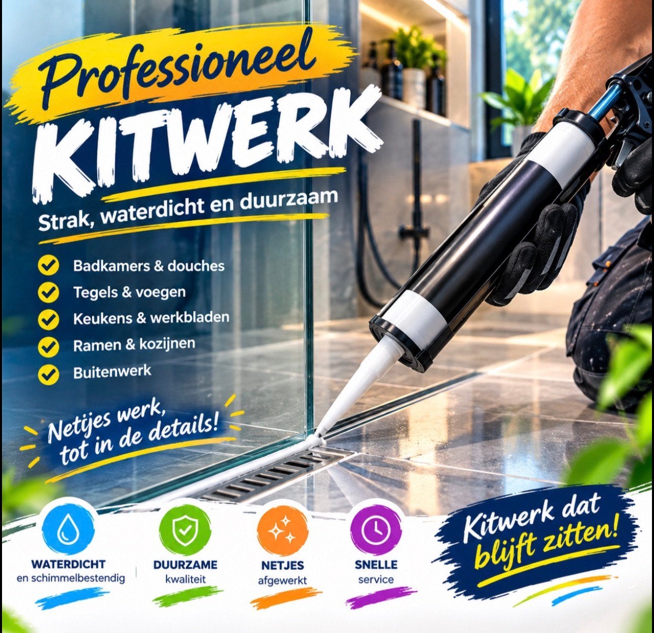 Professioneel Kitwerk – Badkamer, Keuken & Toilet, 24-uursservice