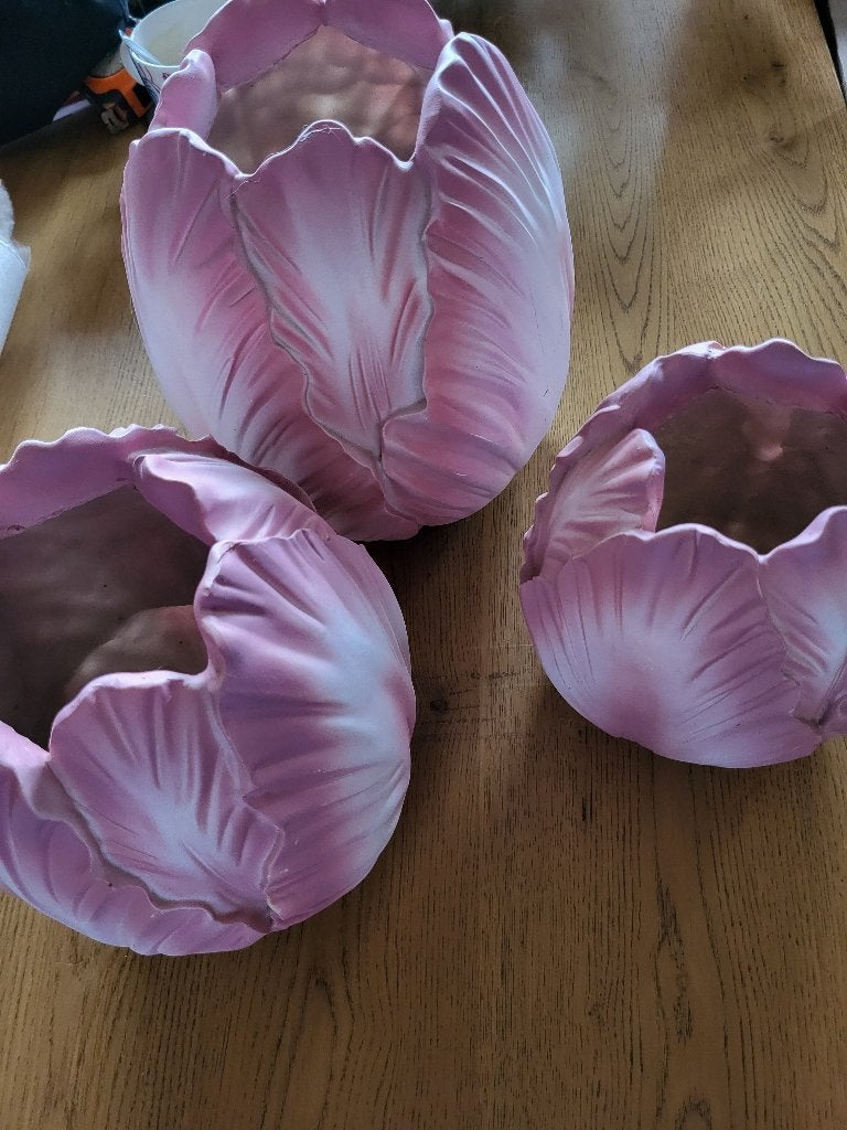 3 roze DK Daan Kromhout tulpen bloempotten, Ophalen, Nieuw, Overige vormen, Aardewerk