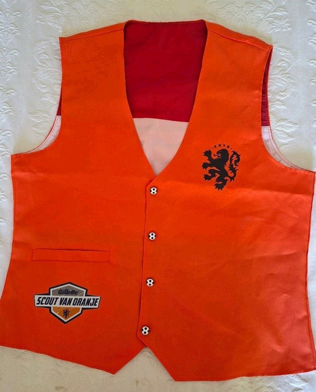 WK oranje voetbal gilet / scout van Oranje van Gillette XL, Ophalen of Verzenden, Zo goed als nieuw, Maat 56/58 (XL), Oranje of Koningsdag