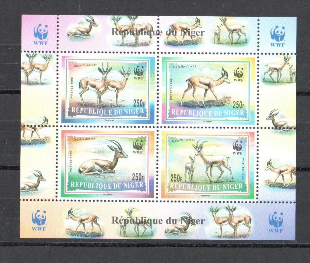 WWF postzegelblokje van de Dorcasgazelle, Ophalen of Verzenden, Postfris, Dier of Natuur