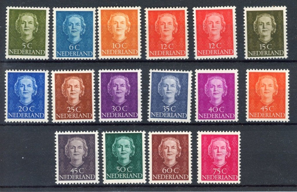 Juliana en Face, NVPH 518-533, ongebruikt, Postzegels en Munten, Postzegels | Nederland, Ophalen of Verzenden, Na 1940, Postfris