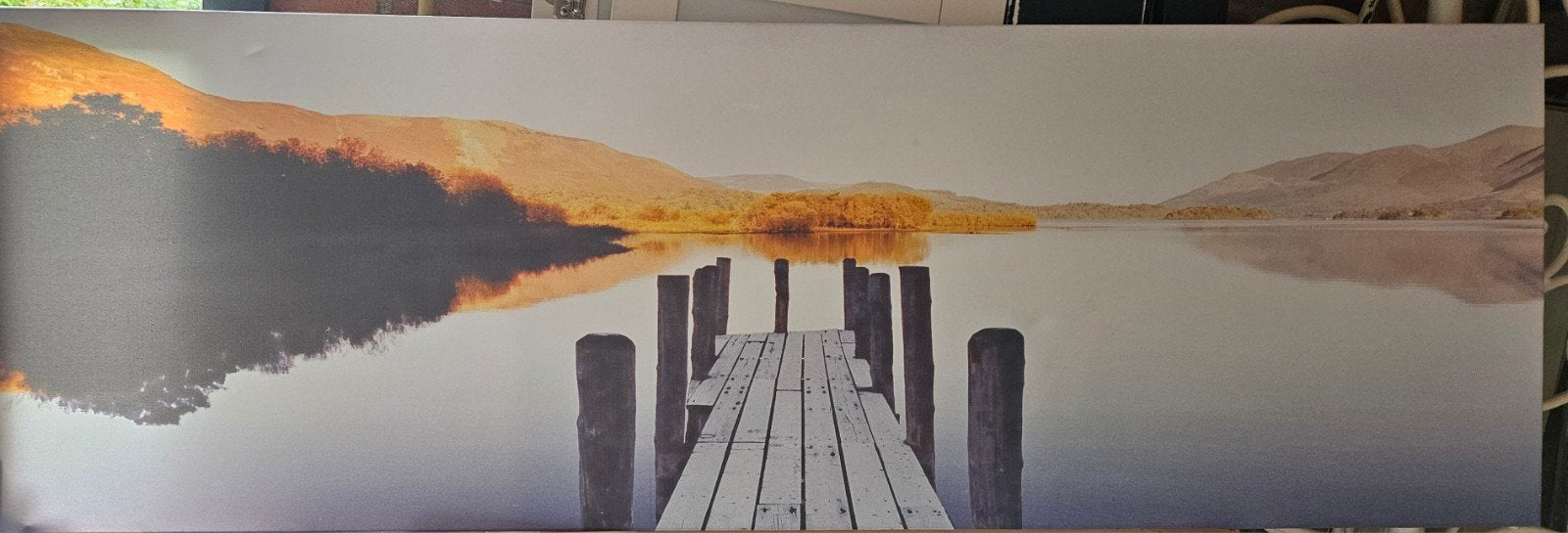 Gratis ophalen canvas Schilderij met steiger meer Landschap, Ophalen