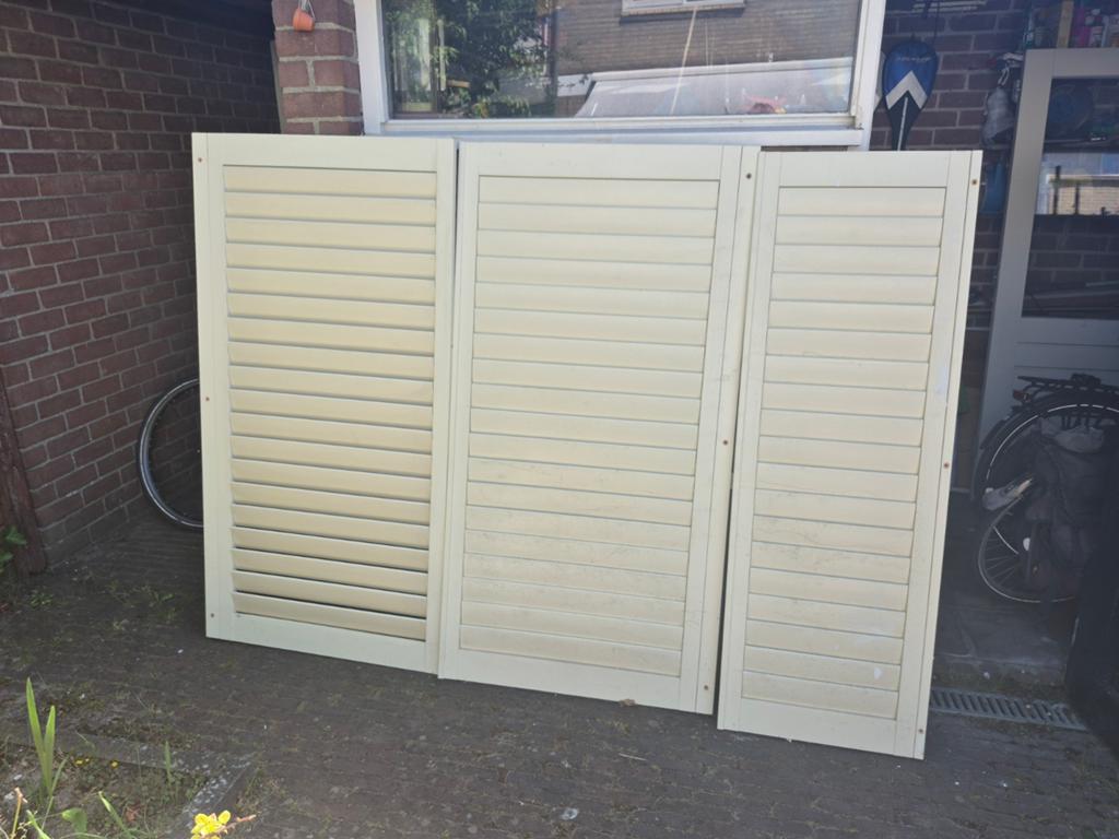 Crème schutters voor achterraam IJmuiden (3 stuks), Ophalen, Binnendeur, 200 tot 215 cm