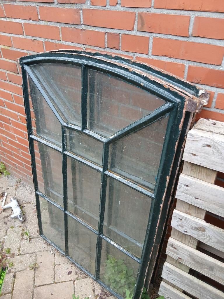 3xGebruikt raam met boog en roedeverdeling, Ophalen, Gevelraam of Ruit, Gebruikt, Minder dan 80 cm