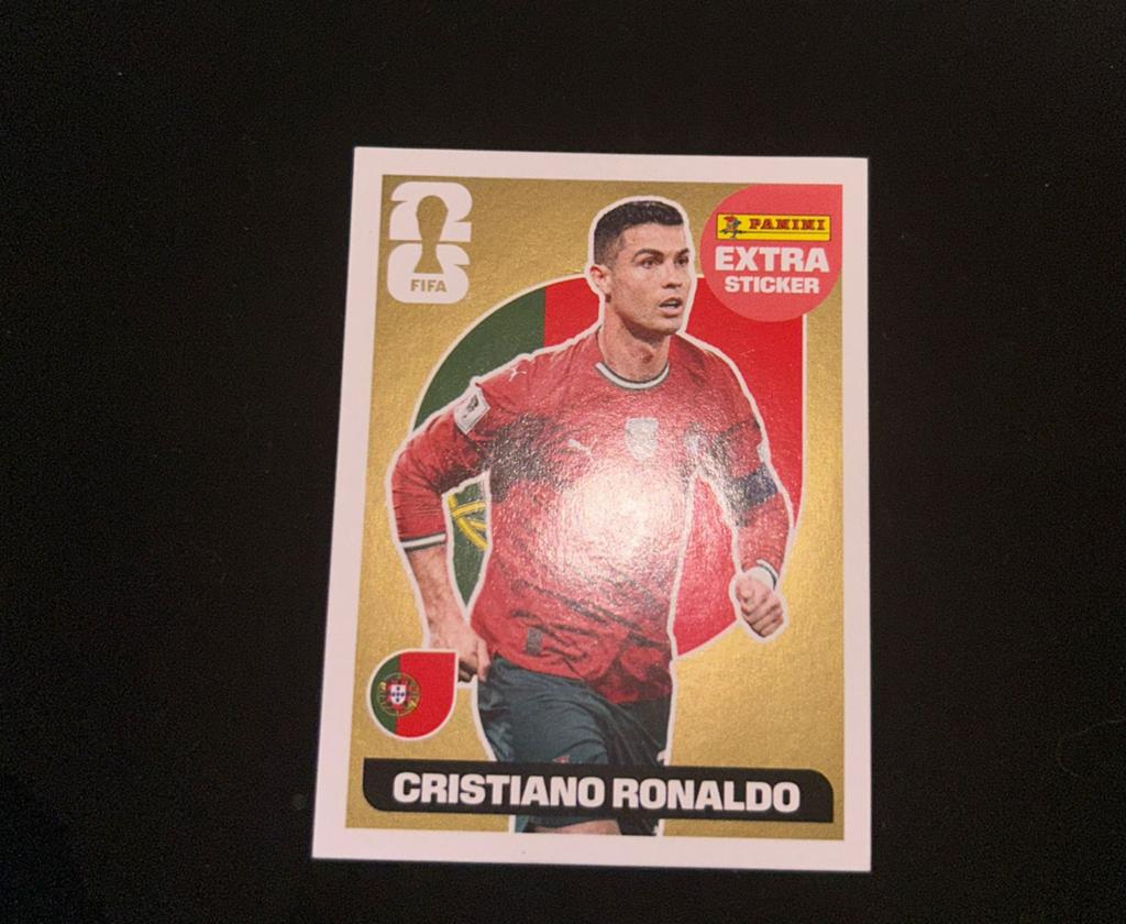 Panini world cup CR7 EXTRA STICKER GOLD, Ophalen, Zo goed als nieuw, Buitenlandse clubs, Poster, Plaatje of Sticker