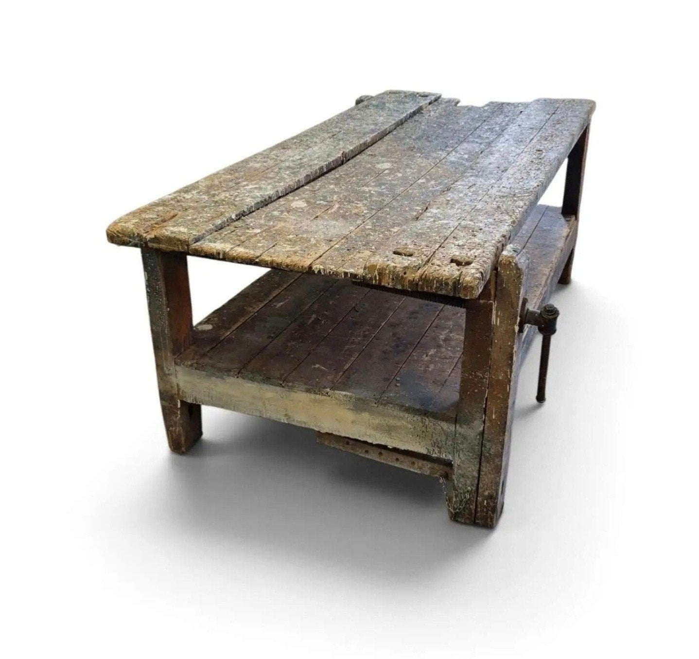 Unieke Grote Industriële Werkbank / Eettafel(100x220), Ophalen, Gebruikt, 170 cm of meer, Bankschroef