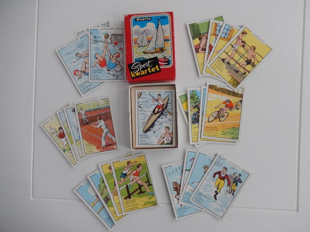 * Vintage kaartspel Papita 883 sport kwartet uit 1965 *, Ophalen of Verzenden, Zo goed als nieuw, Kwartet(ten)