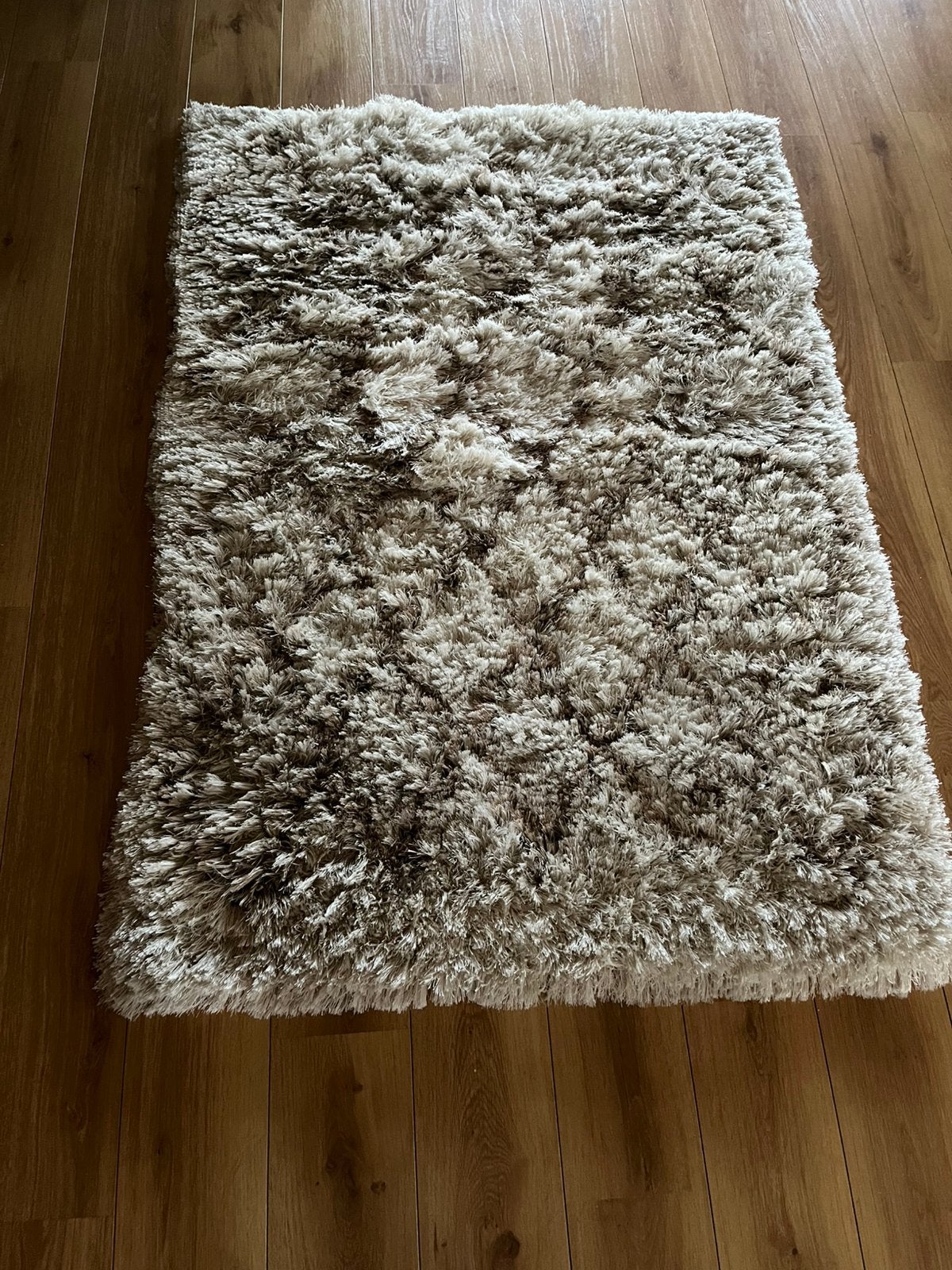 Hoogpolig carpet 170x120 beige met bruine ruit, Huis en Inrichting, Stoffering | Tapijten en Kleden, Ophalen, 100 tot 150 cm, Beige