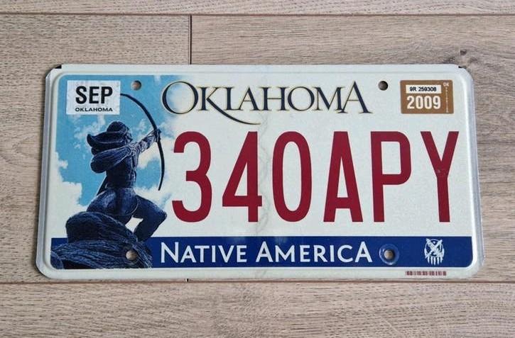 Kentekenplaat nummerplaat nummerbord Oklahoma 2009, Verzamelen, Automerken, Motoren en Formule 1, Gebruikt, Auto's, Ophalen of Verzenden