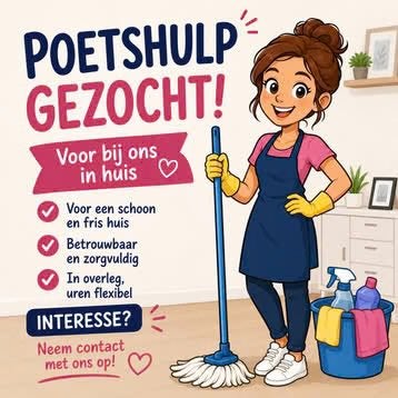 Gezocht : een poetshulpje voor op woensdag ochtend, Overige niveaus, Starter, Overige vormen
