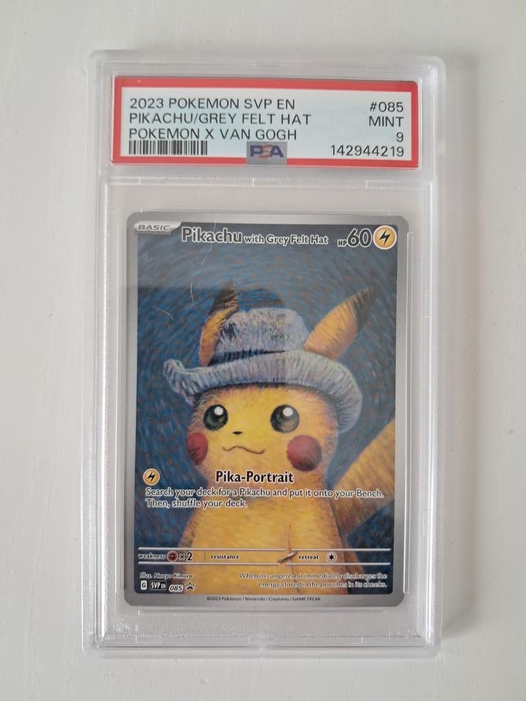 Pikachu with grey felt hat (Van Gogh) PSA 9 Pokémon Kaart, Ophalen of Verzenden, Nieuw, Losse kaart