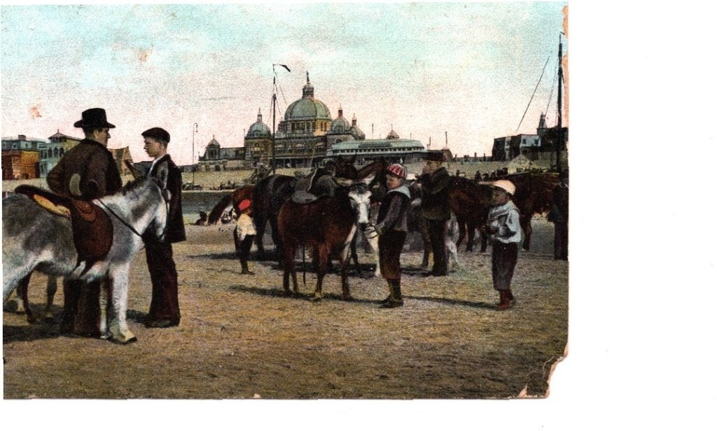 Oude Ansichtkaart Scheveningen Strandgezicht Ezels Gelopen, Ophalen of Verzenden, Voor 1920, Gelopen