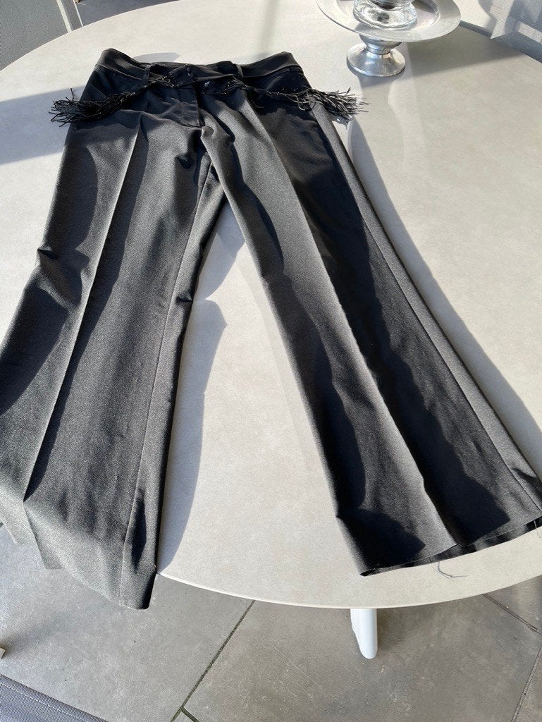 Zwarte Fransa pantalon, maat 42, Verzenden, Fransa, Zwart, Maat 42/44 (L)