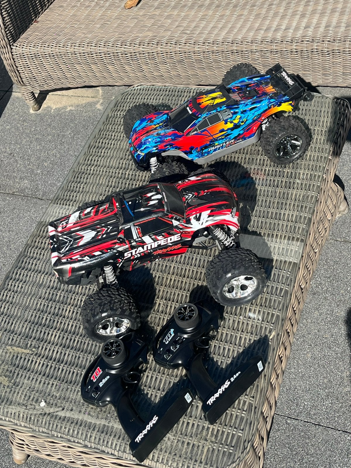 Traxxas Rustler 4x4 VXL & Stampede 4x4 VXL RC auto's, Auto offroad, Zo goed als nieuw, Schaal 1:10, RTR (Ready to Run)