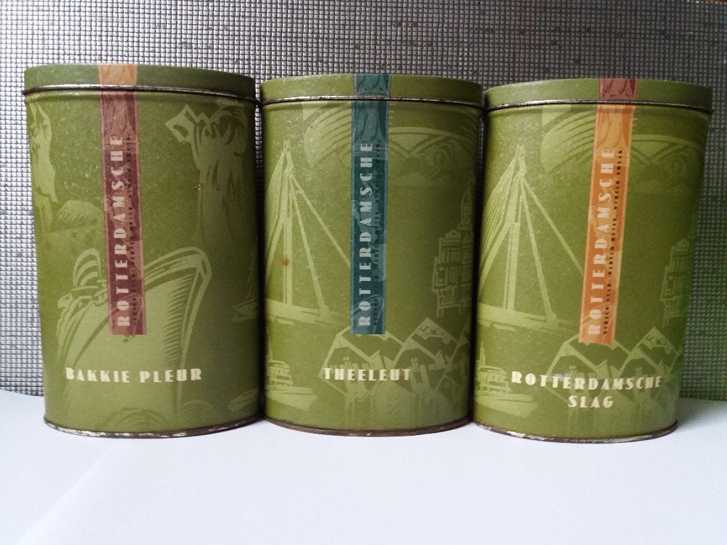 set van 3 rotterdamsche groothandel blikken, Verzamelen, Verzenden, Overige
