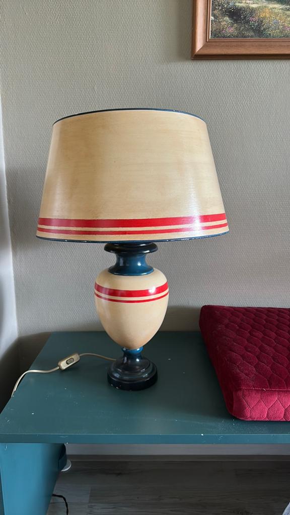 Vintage lamp, zeer mooi hand geschilderd., Ophalen of Verzenden, Zo goed als nieuw