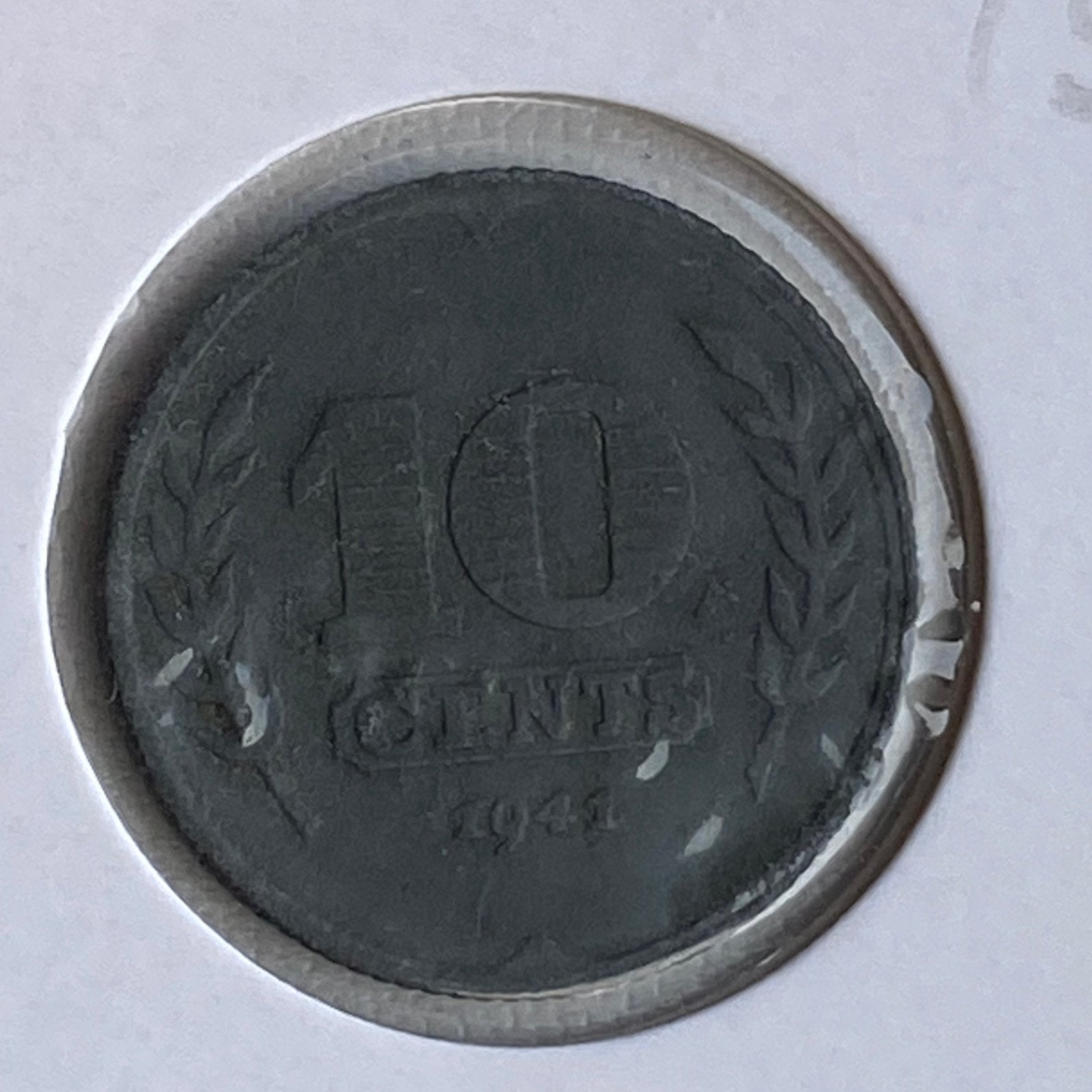 10 Cent Zink / Zinken dubbeltje uit 1941 van Wilhelmina, Verzenden, Koningin Wilhelmina, 10 cent, Losse munt