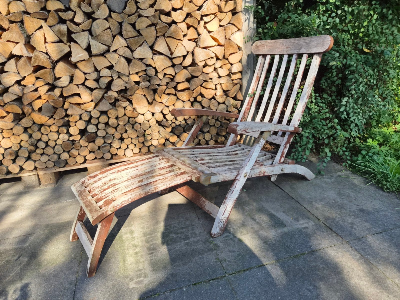Deckchair teak, Tuin en Terras, Ophalen, Gebruikt, Teakhout, Verstelbaar