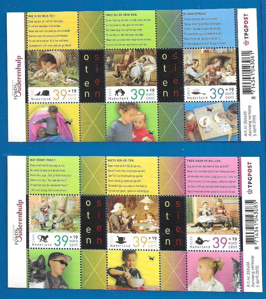 NVPH 2338-39 Blokken Zomerzegels, Ot en Sien - 2005, Postzegels en Munten, Verzenden, Na 1940, Postfris