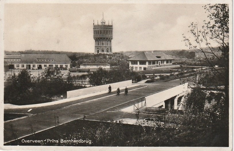 Overveen prins bernardbrug, Ophalen of Verzenden, 1920 tot 1940, Gelopen, Noord-Holland