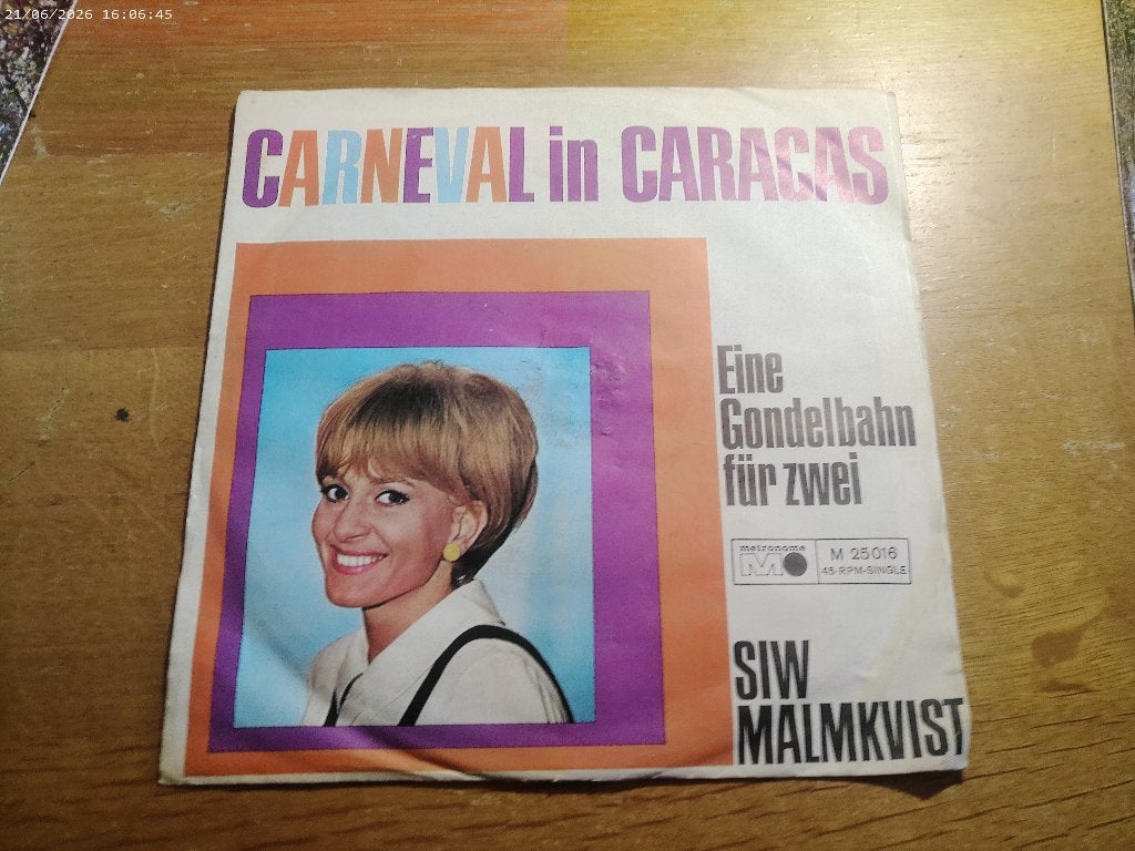 Siw Malmkvist - Carneval in Caracas, Gebruikt, Fotohoes, 7 inch, Single