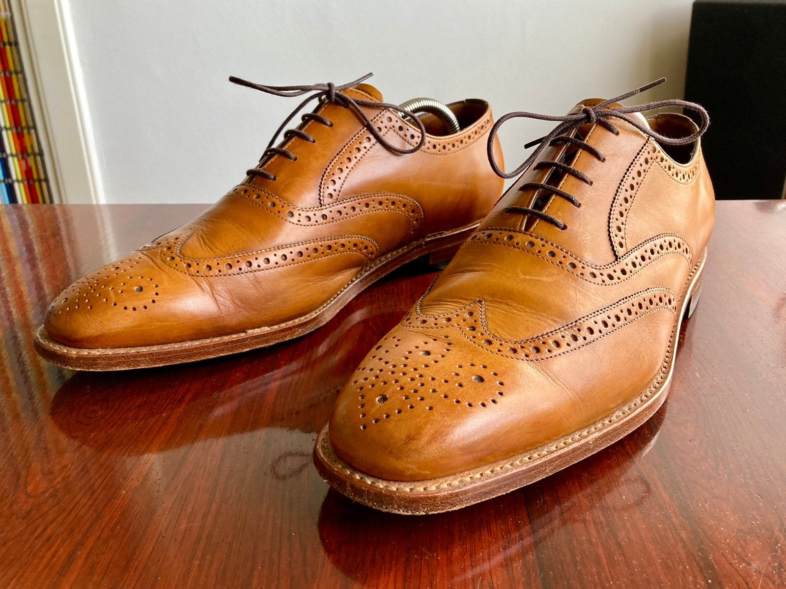 Van Bommel, Cognac Wingtip UK10H 44,5 Greve Lier Avang, Verzenden, Zo goed als nieuw, Overige kleuren
