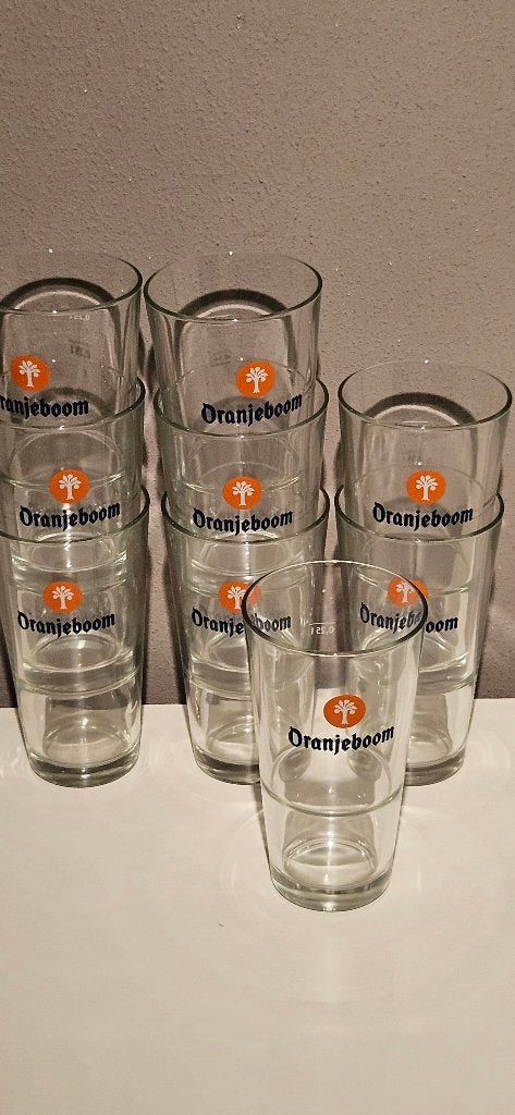 set bierglazen van oranjeboom voor maar € 1,00, Ophalen of Verzenden, Zo goed als nieuw, Bierglas