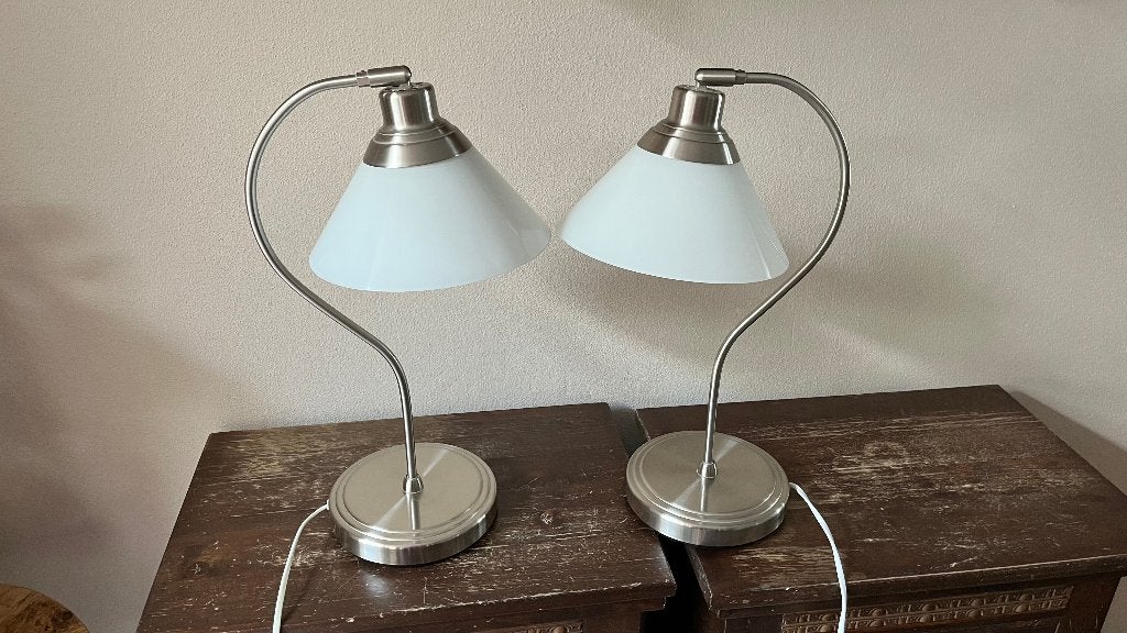 2 staande lampen voor op nachtkasjes of anders, Ophalen, Glas, Schemerlamp, Met schakelaar