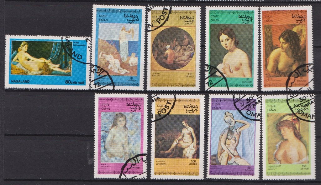 Oman 1972 Schilderijen Naakt, Verzenden, Gestempeld, Overige thema's